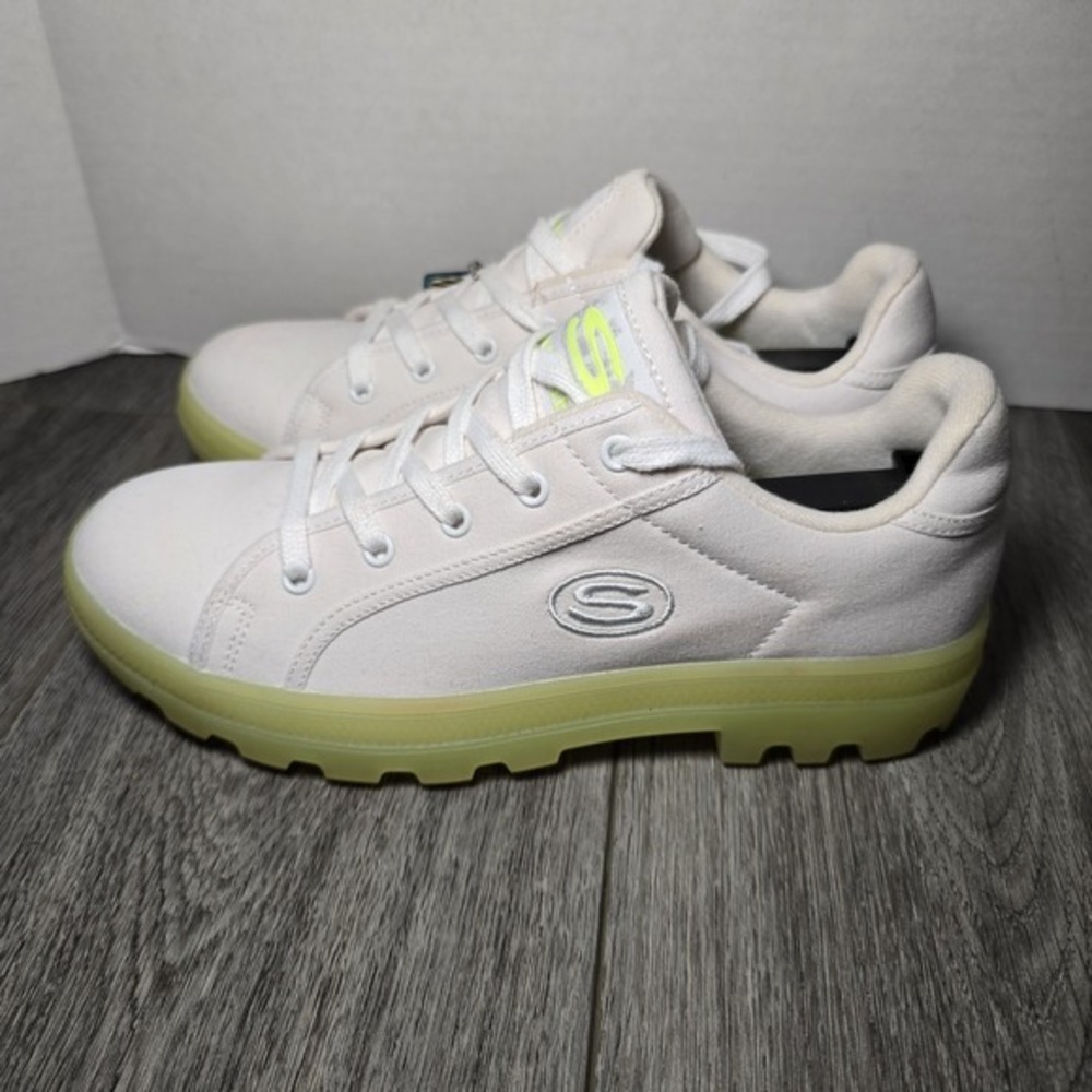 Womens‎ Chunky Skechers 155114 White Canvas Washable Throwback 90's Y2K Size 8